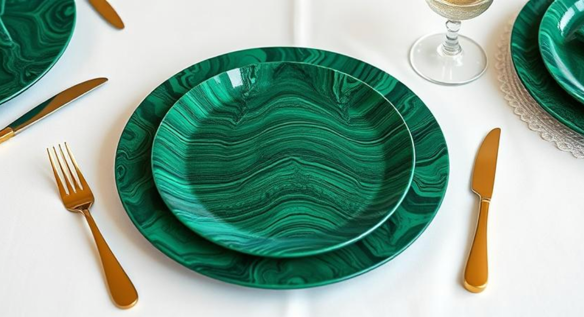 Malachite Plate Set  9"
